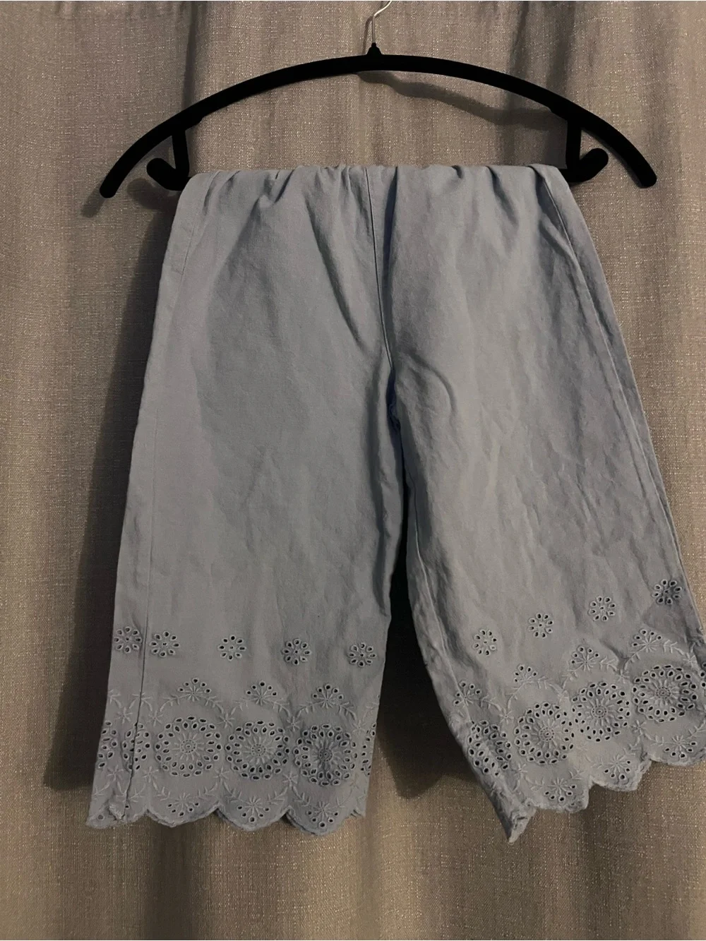 Hanna Andersson Pale Blue Eyelet Scallop Wide-Leg Set